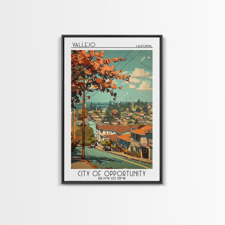 Vallejo Travel Poster, Framed Canvas Print, Travel Art Print, Modern Wall Decor, Travel Wall Decor, City Art Print, Gallery Wall Set
