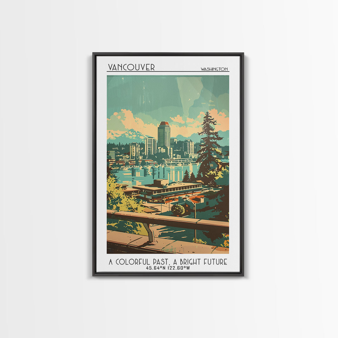 Vancouver Washington Travel Poster, Canvas Print, Travel Wall Art, City Wall Art, Watercolor Cityscape, Poster Print, City Art Print