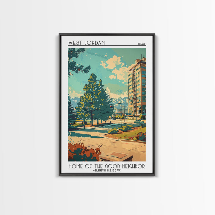 West Jordan Travel Poster, Framed Canvas Print, Poster Print, Travel Wall Art, Retro Travel Poster, Gallery Wall Set, Vintage Poster