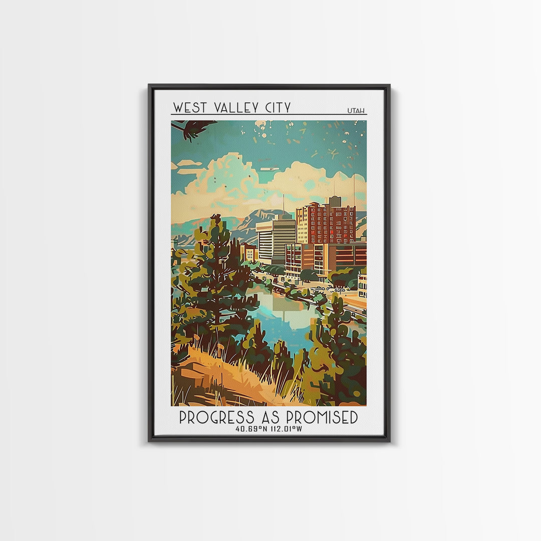 West Valley City Travel Poster, Canvas Print, Retro Travel Poster, City Wall Art, Travel Posters, Minimalist Poster, Travel Wall Art