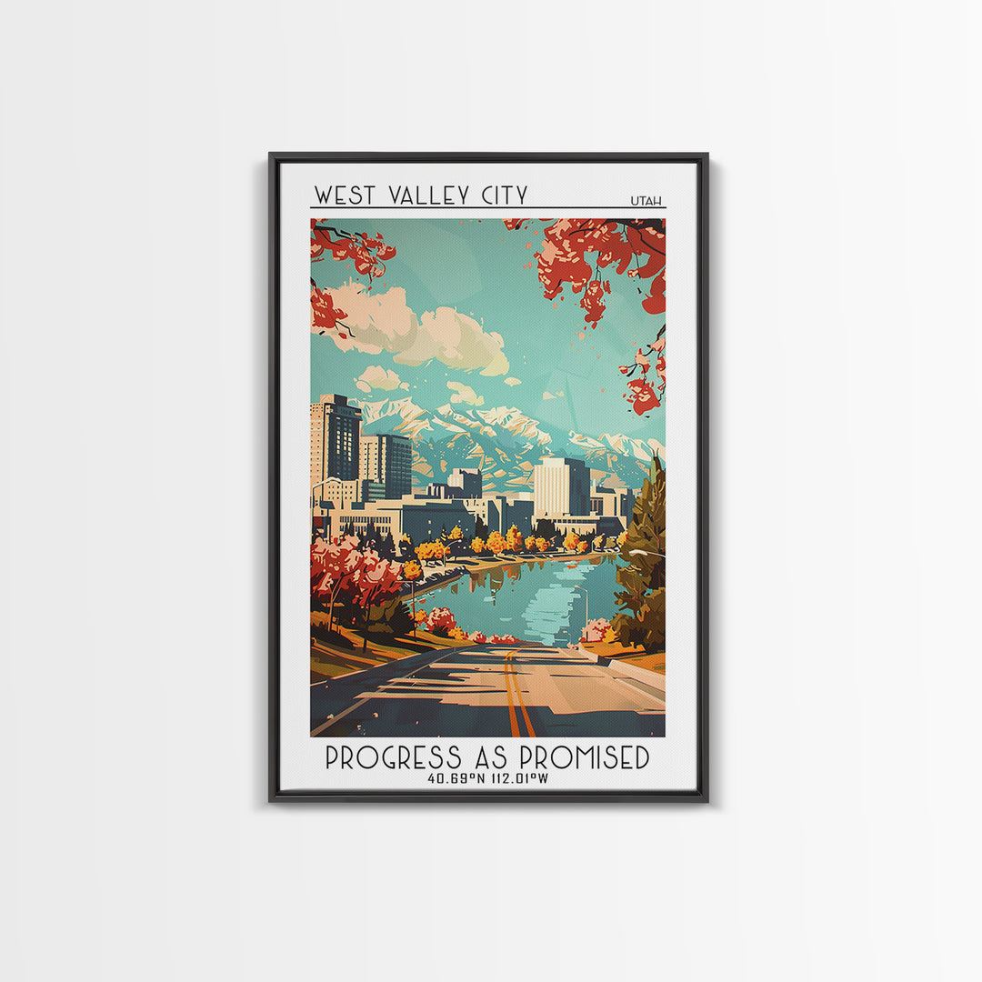 West Valley City Utah Travel Poster, Framed Canvas Print, City Travel Poster, Travel Wall Art, Home Decor, Wanderlust Gift, Wall Art