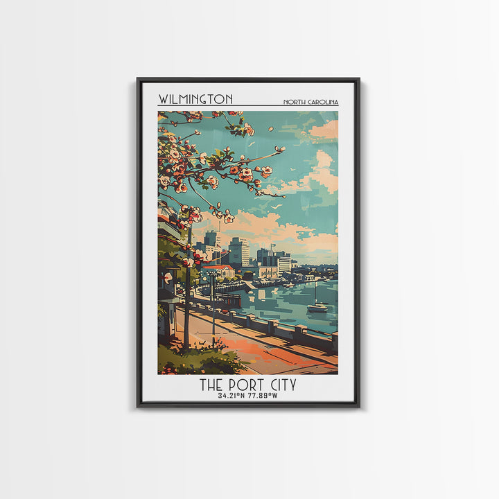 Wilmington Travel Poster, Framed Canvas Print, City Travel Poster, Travel Wall Decor, Travel Wall Art, Poster Art, City Illustration
