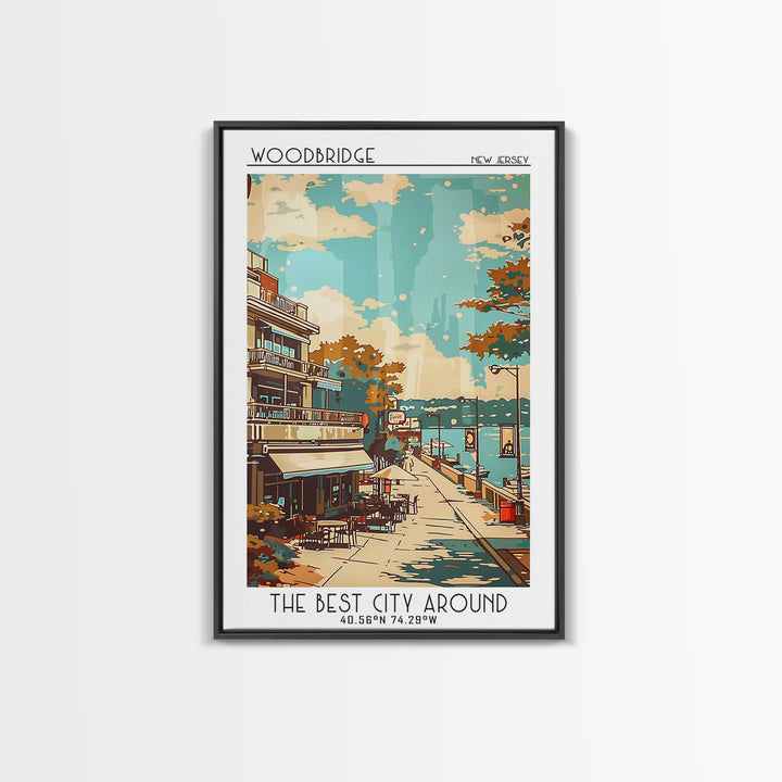 Woodbridge New Jersey Travel Poster, Canvas Print, City Travel Poster, Travel Wall Art, Retro Wall Art, Travel Print, Fine Art Print