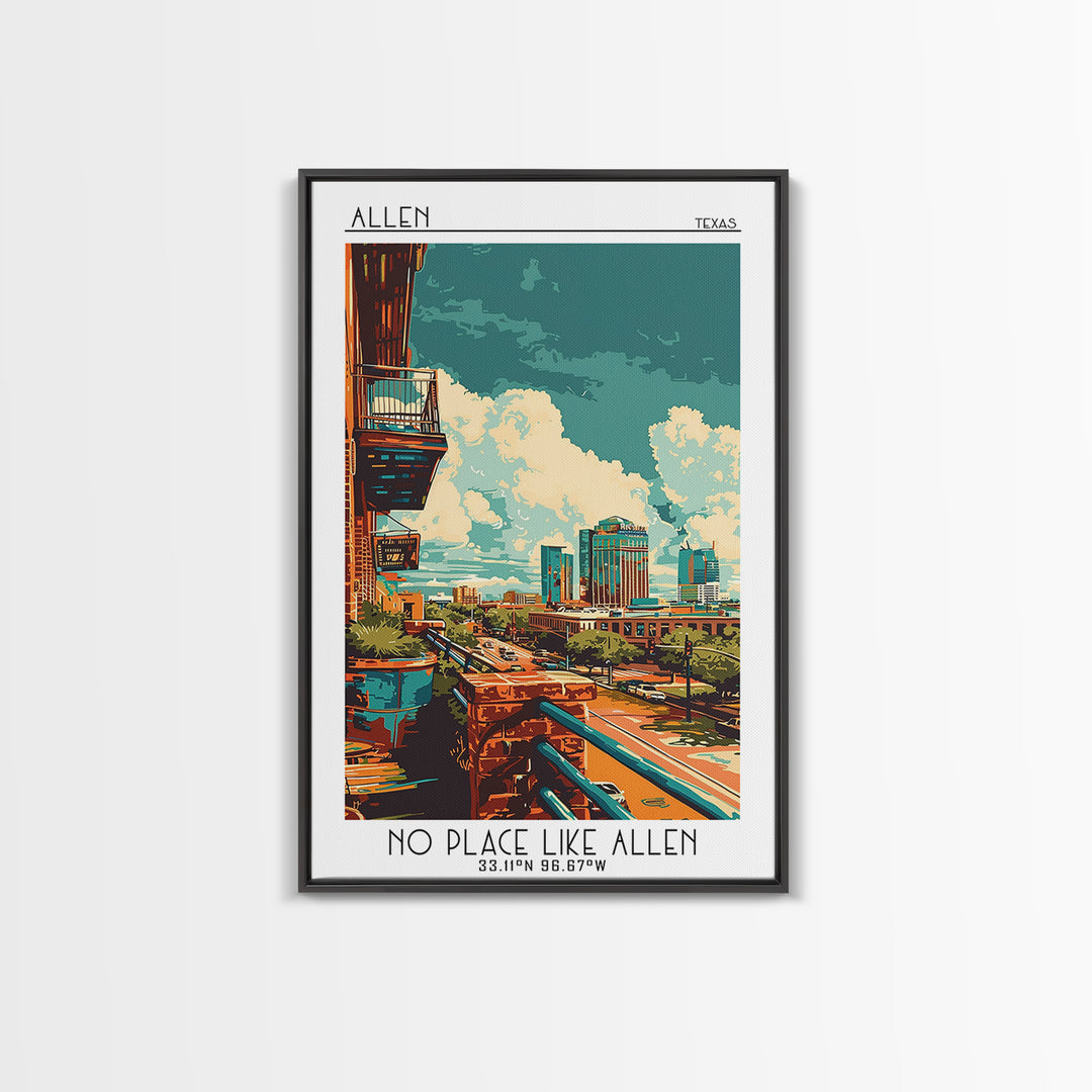 Allen Travel Poster, Canvas Print, Retro Travel Poster, City Wall Art, Art Print, Travel Wall Art, Colorful Wall Art, Travel Posters
