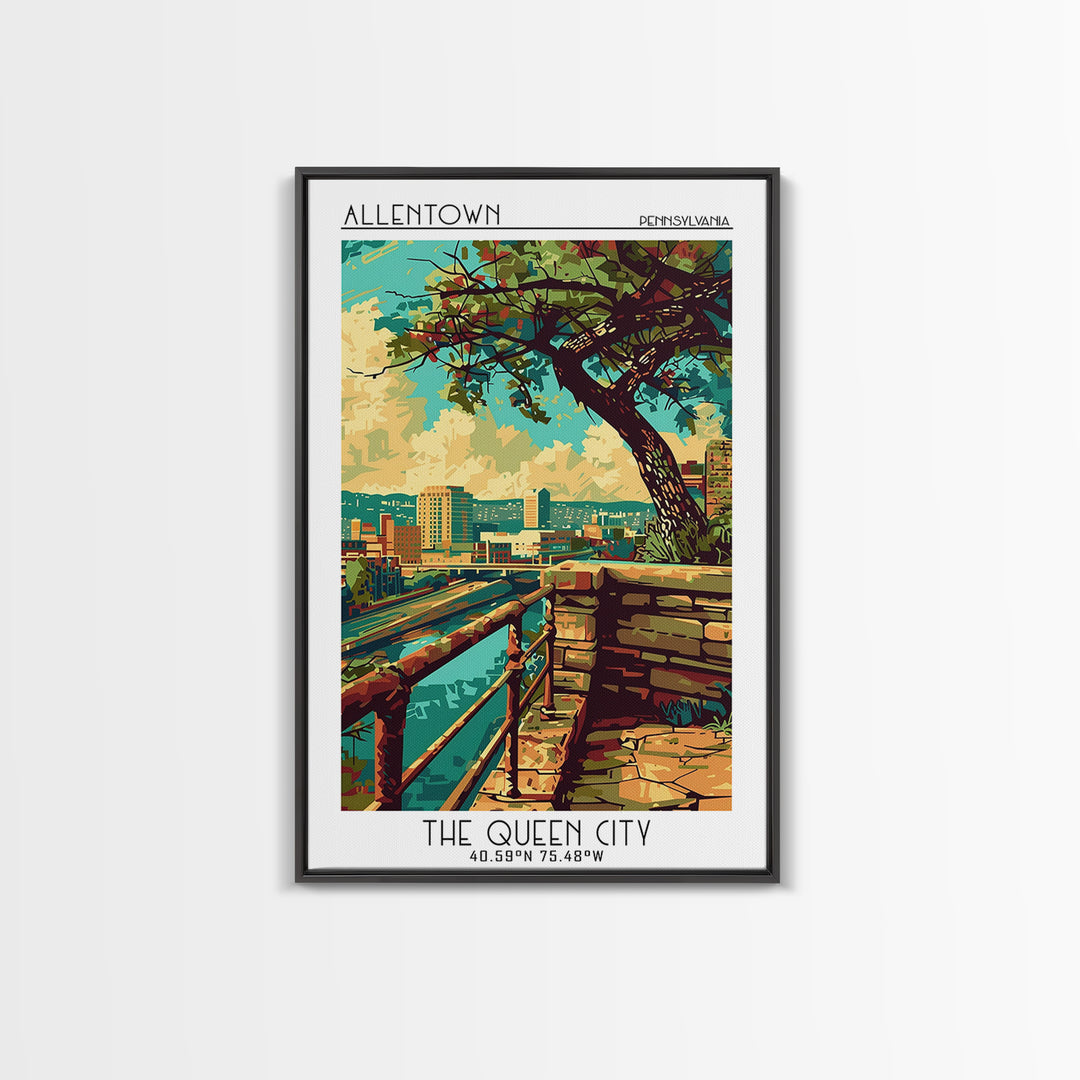 Allentown Travel Poster, Canvas Print, Retro Travel Poster, City Wall Art, Living Room Wall Art, Retro Travel Print, Vintage Posters