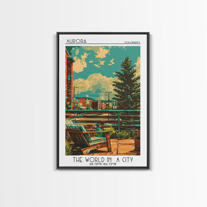 Aurora Travel Poster, Canvas Print, City Travel Poster, Travel Wall Decor, City Illustration, Home Office Decor, Retro Travel Poster