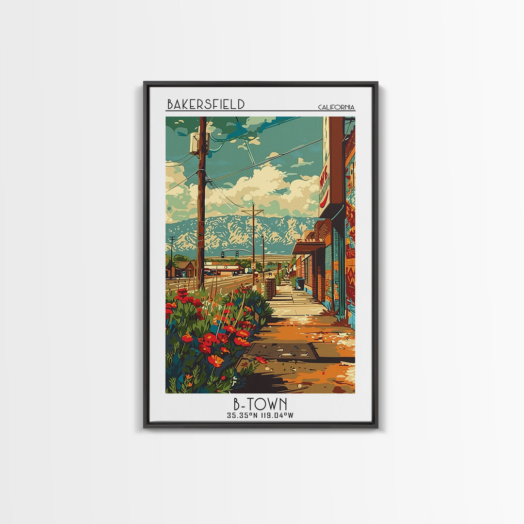 Bakersfield Travel Poster, Canvas Print, Travel Art Print, Modern Wall Decor, Colorful Wall Art, Travel Prints, Living Room Wall Art