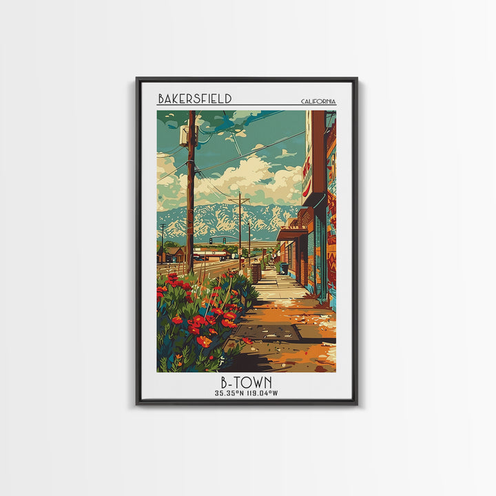 Bakersfield Travel Poster, Canvas Print, Travel Art Print, Modern Wall Decor, Colorful Wall Art, Travel Prints, Living Room Wall Art