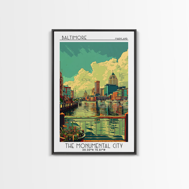 Baltimore Travel Poster, Framed Canvas Print, City Travel Poster, Travel Wall Art, Travel Wall Decor, Fine Art Print, Travel Posters