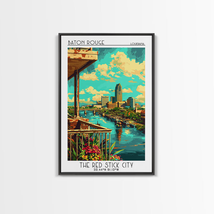Baton Rouge Travel Poster, Framed Canvas Print, City Art Print, Travel Wall Art, Travel Prints, City Illustration, Travel Wall Decor