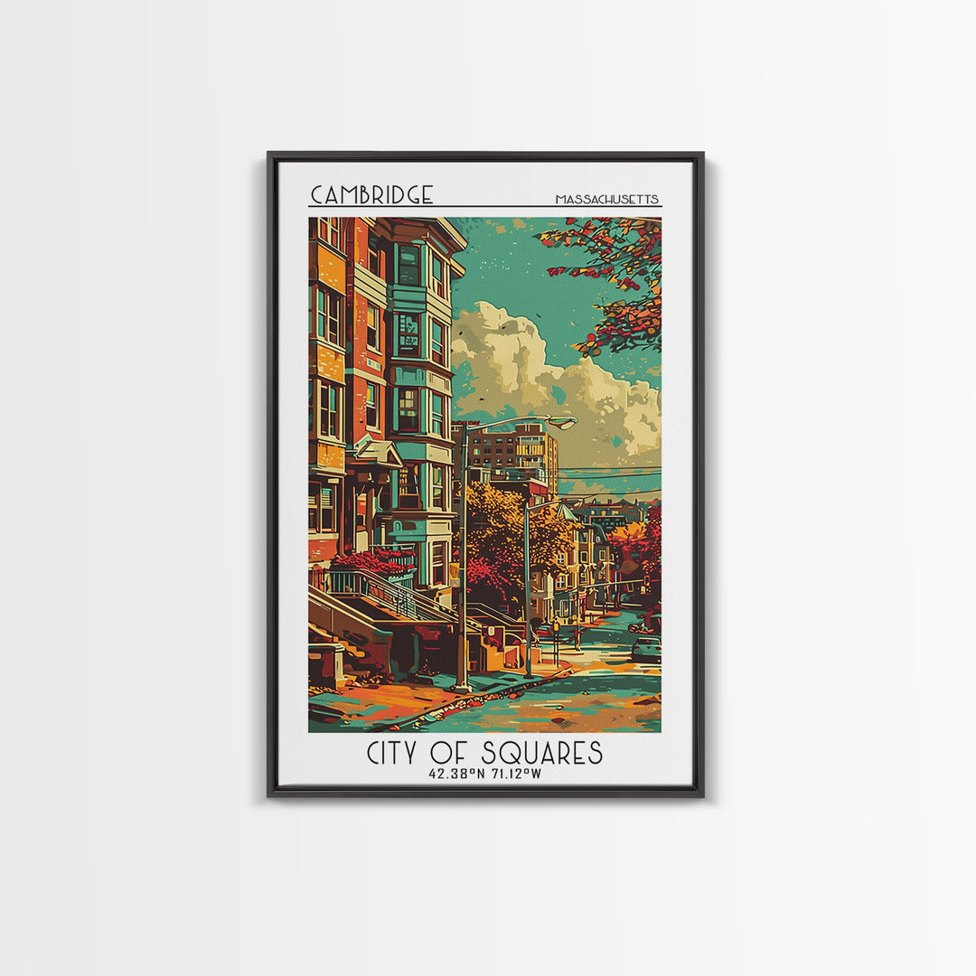 Cambridge Travel Poster, Canvas Print, Travel Prints, Landscape Art, Art Print, Poster Art, Retro Travel Print, Mid Century Wall Art