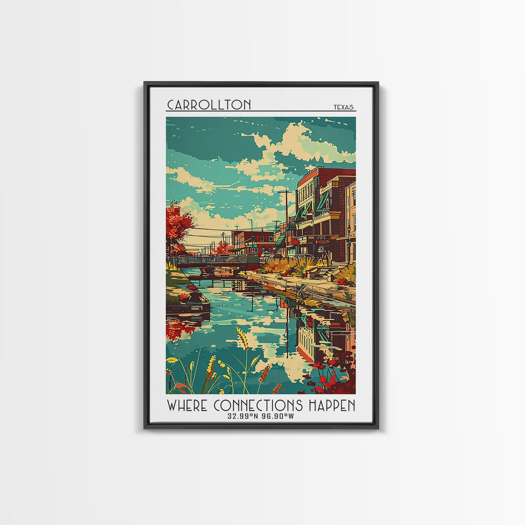 Carrollton Travel Poster, Framed Canvas Print, Poster Print, Travel Wall Art, Retro Travel Poster, City Illustration, Retro Wall Art