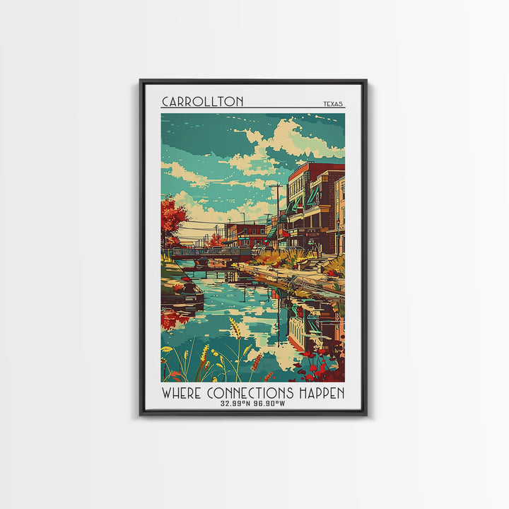 Carrollton Travel Poster, Framed Canvas Print, Poster Print, Travel Wall Art, Retro Travel Poster, City Illustration, Retro Wall Art