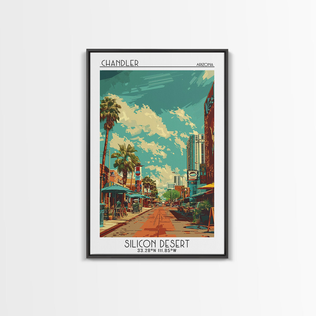 Chandler Travel Poster, Framed Canvas Print, City Art Print, Travel Wall Art, Mid Century Wall Art, Minimalist Poster, Landscape Art