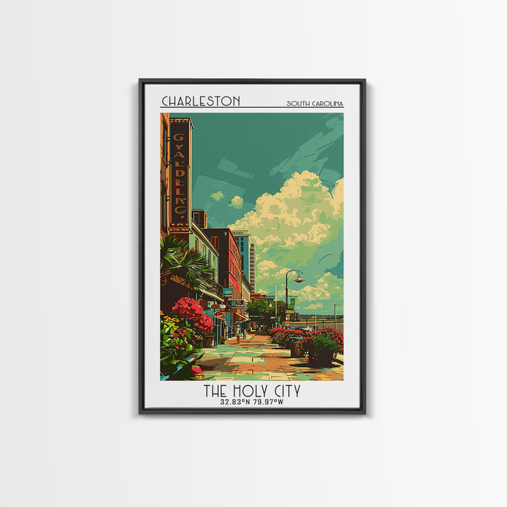 Charleston Travel Poster, Canvas Print, Retro Travel Poster, City Wall Art, Minimalist Poster, Home Office Decor, Retro Travel Print