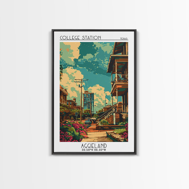 College Station Travel Poster, Framed Canvas Print, City Travel Poster, Travel Wall Art, Travel Print, Landscape Art, Travel Posters