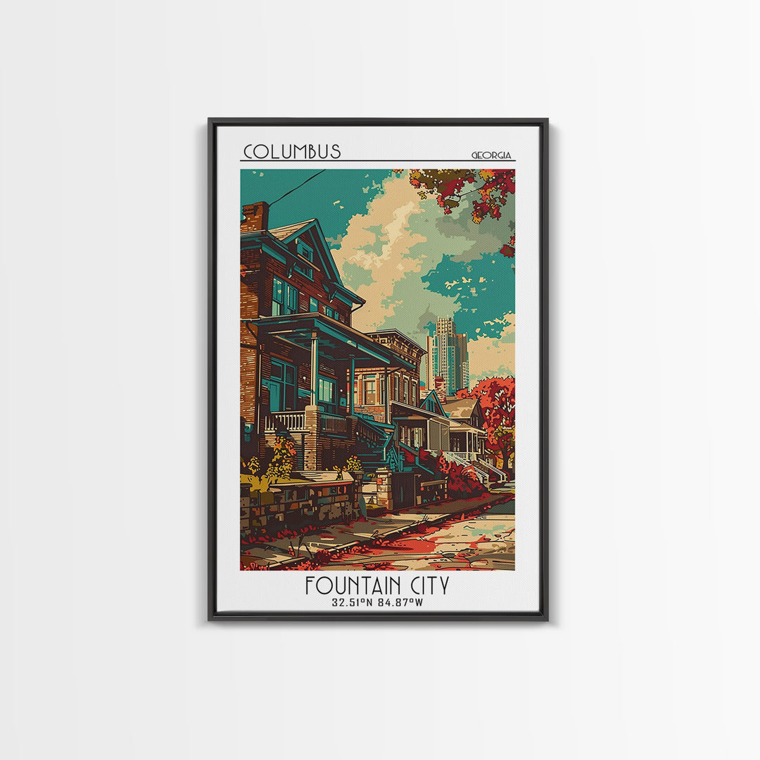 Columbus Travel Poster, Framed Canvas Print, City Travel Poster, Travel Wall Art, Vintage Travel Print, Poster Print, Fine Art Print