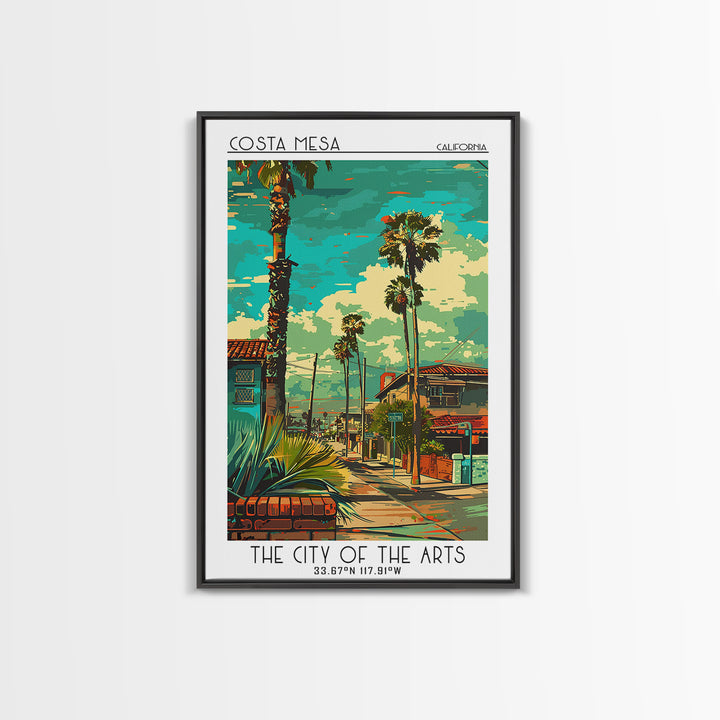 Costa Mesa Travel Poster, Canvas Print, Retro Travel Poster, City Wall Art, Watercolor Cityscape, City Travel Poster, Travel Posters