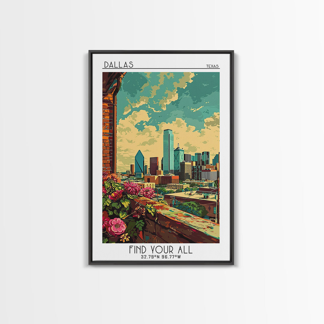 Dallas Travel Poster, Canvas Print, Retro Travel Poster, City Wall Art, Poster Print, Travel Decor, Minimalist Poster, Travel Prints