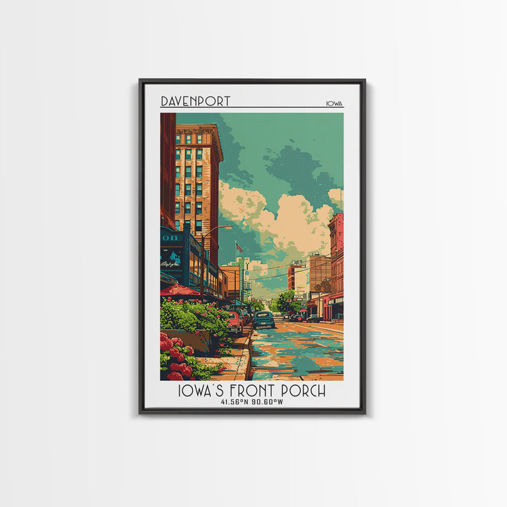 Davenport Travel Poster, Framed Canvas Print, Poster Print, Travel Wall Art, Retro Travel Print, Retro Travel Poster, Fine Art Print