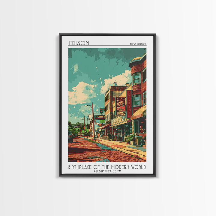 Edison Travel Poster, Canvas Print, Travel Wall Art, City Wall Art, Home Decor, Travel Wall Decor, Fine Art Print, City Illustration