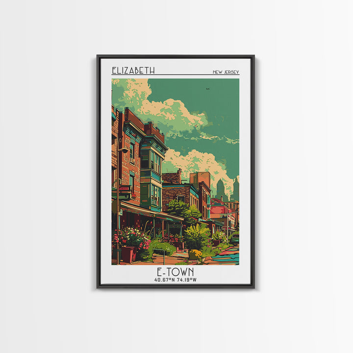 Elizabeth Travel Poster, Framed Canvas Print, Travel Art Print, Modern Wall Decor, Poster Art, City Travel Poster, Colorful Wall Art