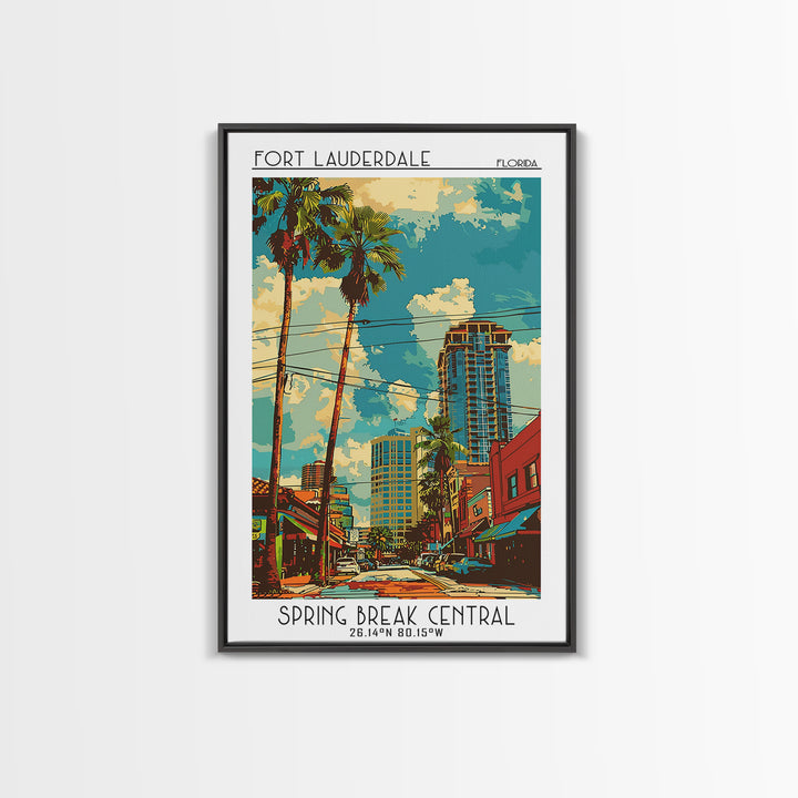 Fort Lauderdale Travel Poster, Canvas Print, City Travel Poster, Travel Wall Art, Wanderlust Gift, Retro Wall Art, Minimalist Poster