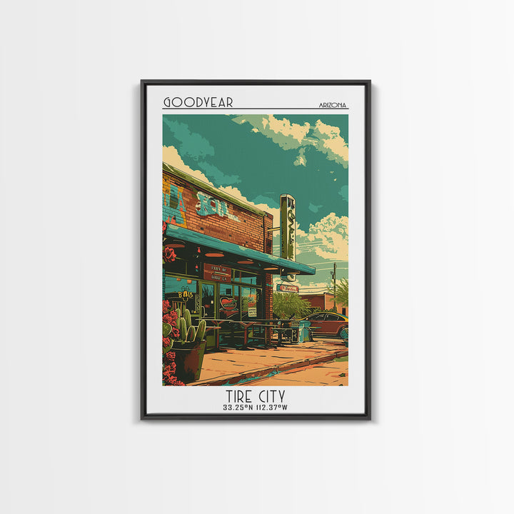 Goodyear Travel Poster, Canvas Print, City Travel Poster, Vintage City Poster, Living Room Wall Art, Travel Wall Art, City Art Print