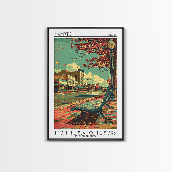Hampton Travel Poster, Canvas Print, Travel Wall Art, City Wall Art, Poster Art, Modern Wall Decor, Retro Wall Art, Travel Art Print