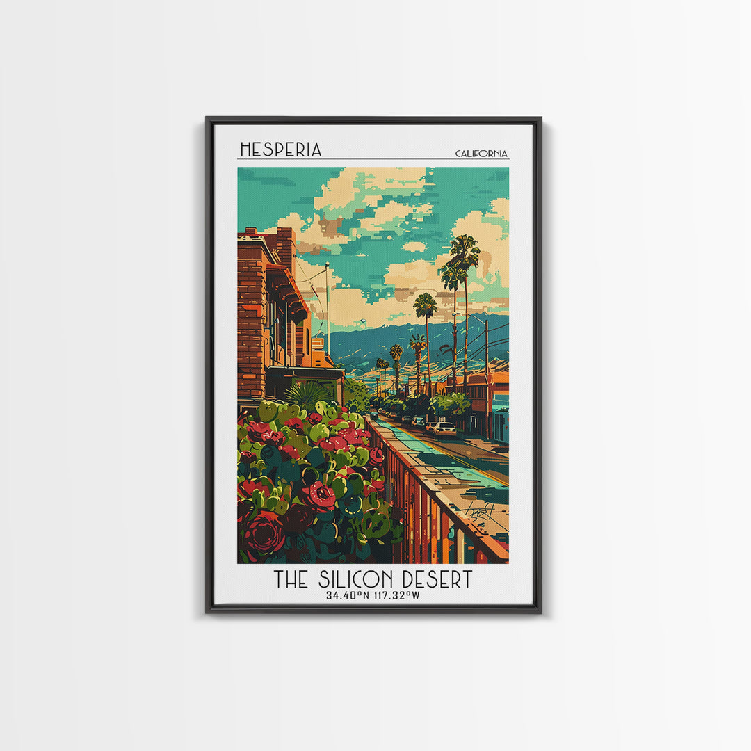 Hesperia Travel Poster, Framed Canvas Print, Vintage Travel Print, City Wall Art, Travel Wall Art, Vintage Travel Art, Landscape Art
