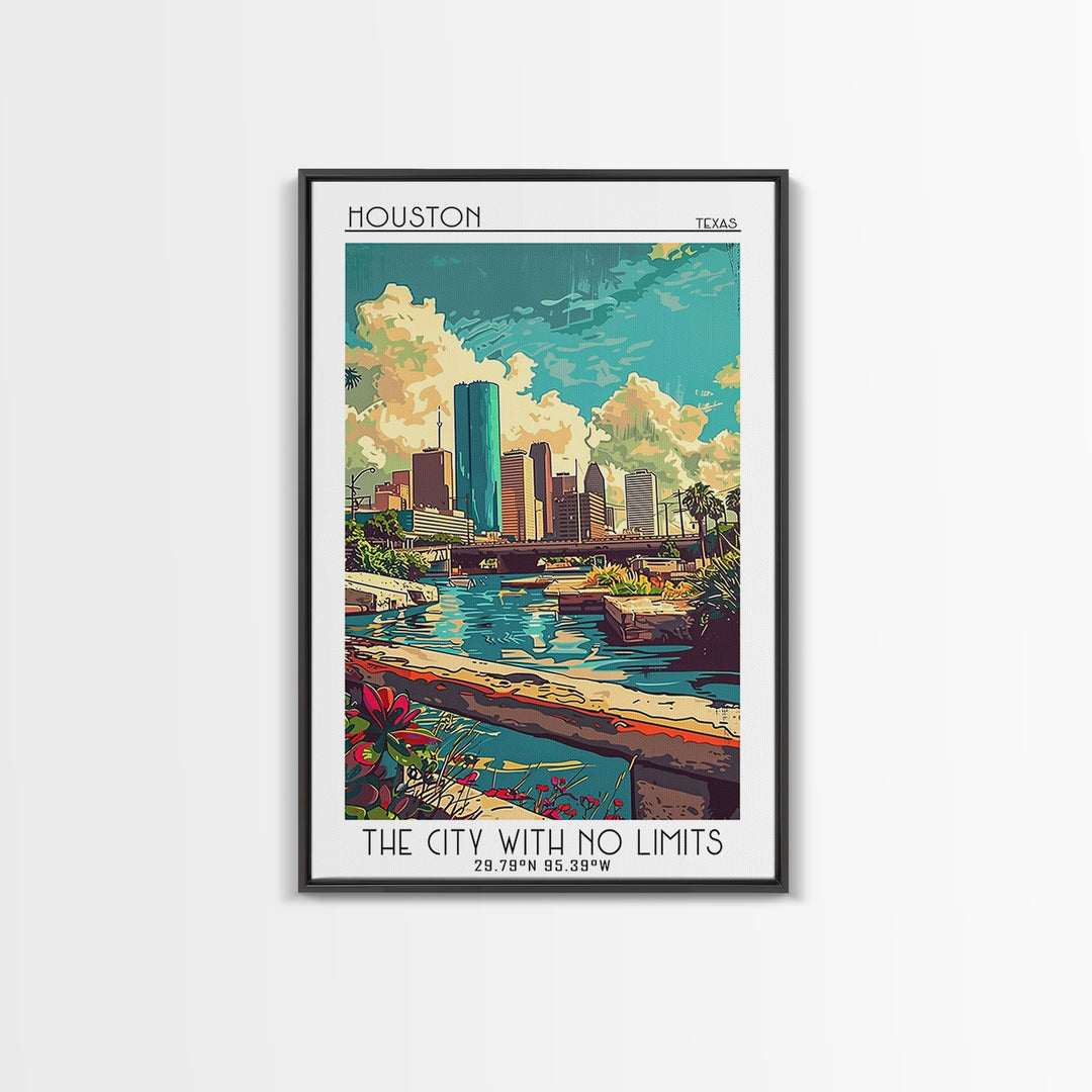 Houston Travel Poster, Canvas Print, City Travel Poster, Travel Wall Art, Art Print, Travel Print, Retro Travel Print, Landscape Art