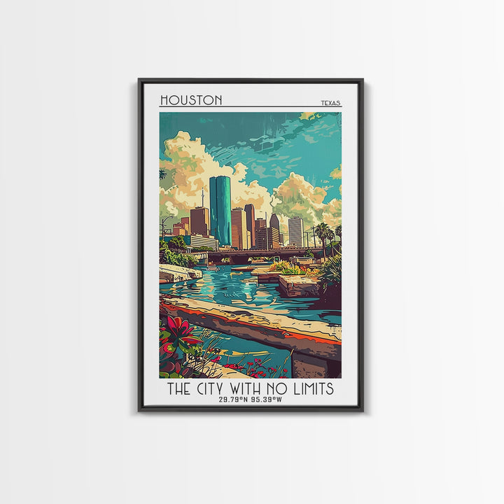 Houston Travel Poster, Canvas Print, City Travel Poster, Travel Wall Art, Art Print, Travel Print, Retro Travel Print, Landscape Art