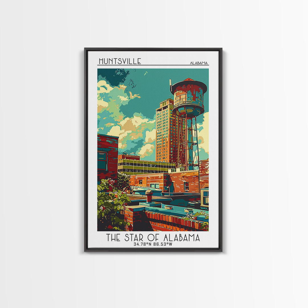 Huntsville Travel Poster, Canvas Print, Poster Print, Travel Wall Art, Travel Wall Decor, Wall Art, Travel Print, Retro Travel Print