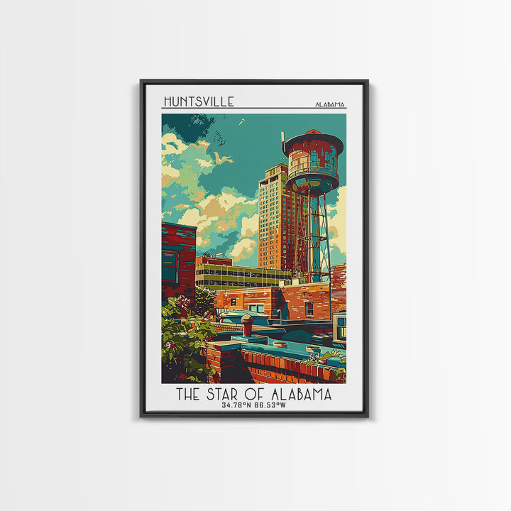 Huntsville Travel Poster, Canvas Print, Poster Print, Travel Wall Art, Travel Wall Decor, Wall Art, Travel Print, Retro Travel Print
