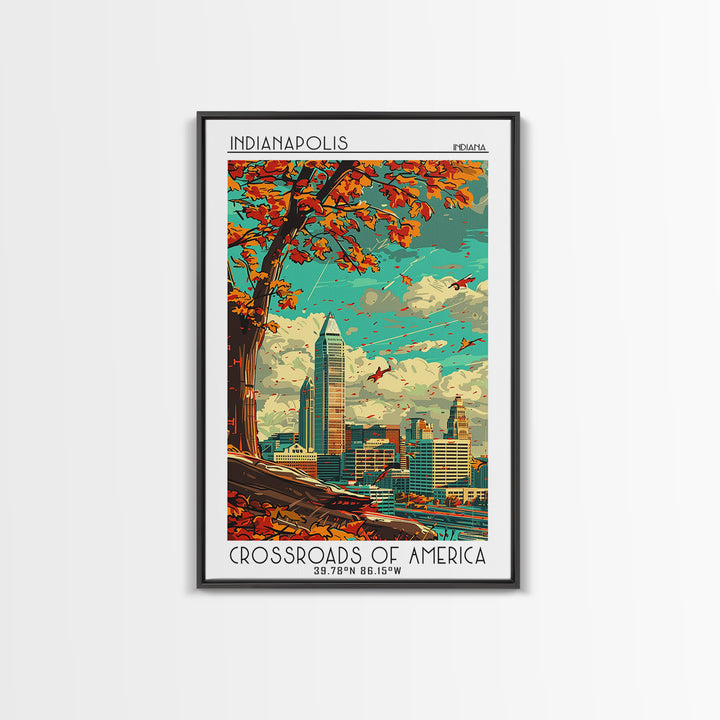 Indianapolis Travel Poster, Canvas Print, Retro Travel Poster, City Wall Art, Art Print, Minimalist Poster, Home Decor, Travel Decor