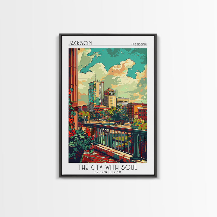 Jackson Travel Poster, Framed Canvas Print, City Travel Poster, Vintage City Poster, Landscape Art, Vintage Poster, Travel Art Print