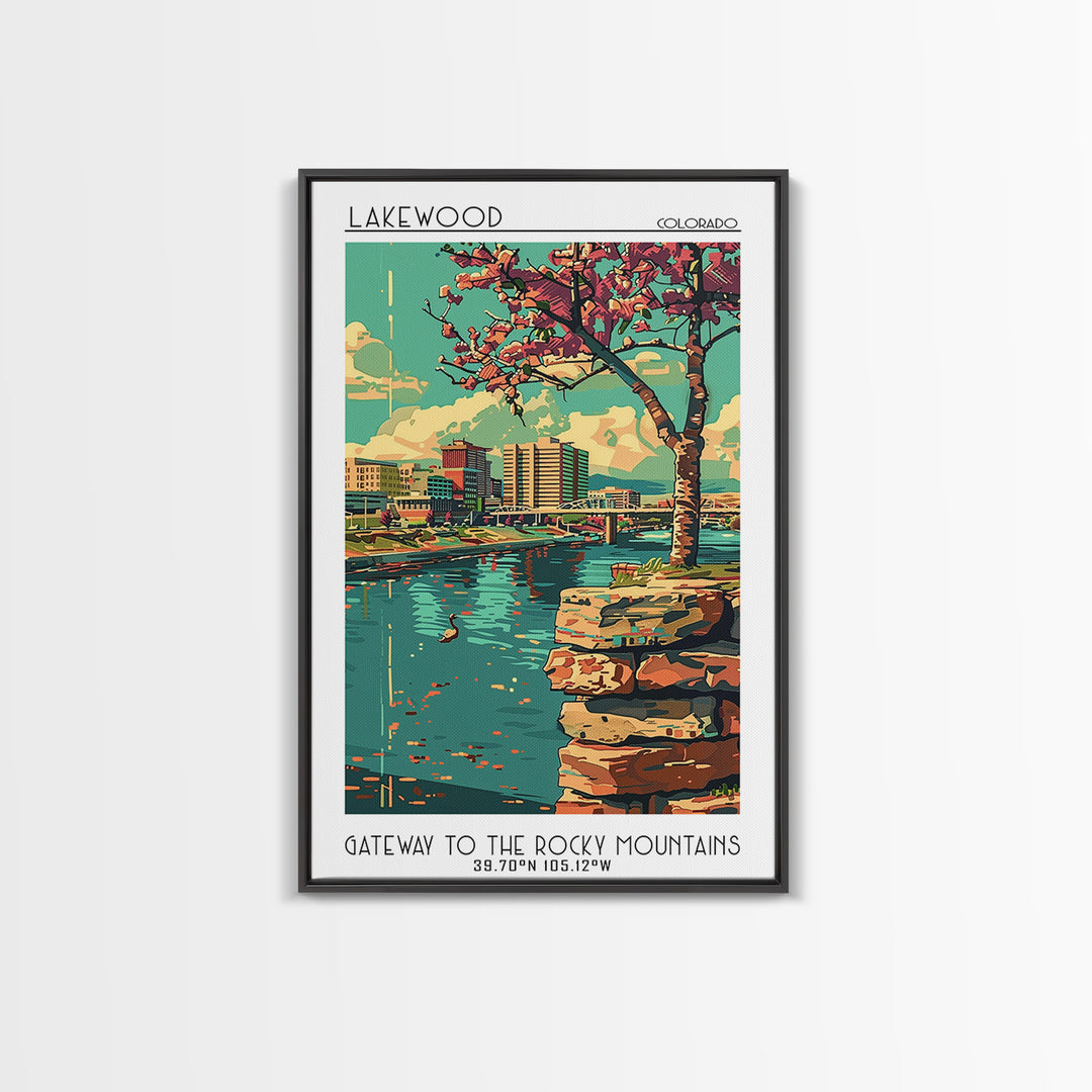 Lakewood Travel Poster, Canvas Print, Travel Art Print, Modern Wall Decor, Wall Art, City Wall Art, Travel Wall Decor, Landscape Art