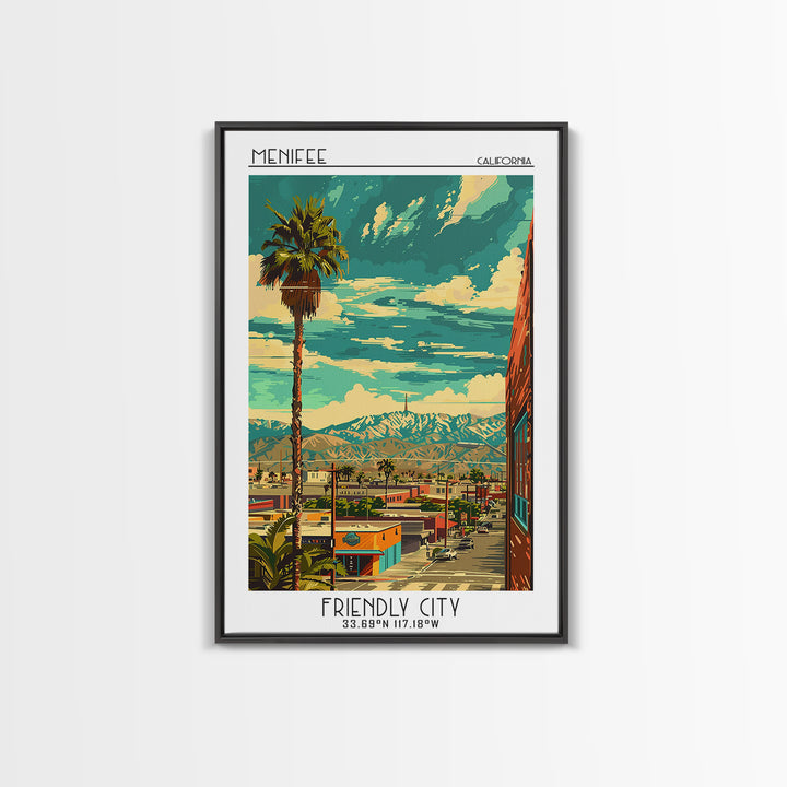 Menifee Travel Poster, Framed Canvas Print, City Art Print, Travel Wall Art, Wall Art, Home Decor, Travel Posters, Modern Wall Decor