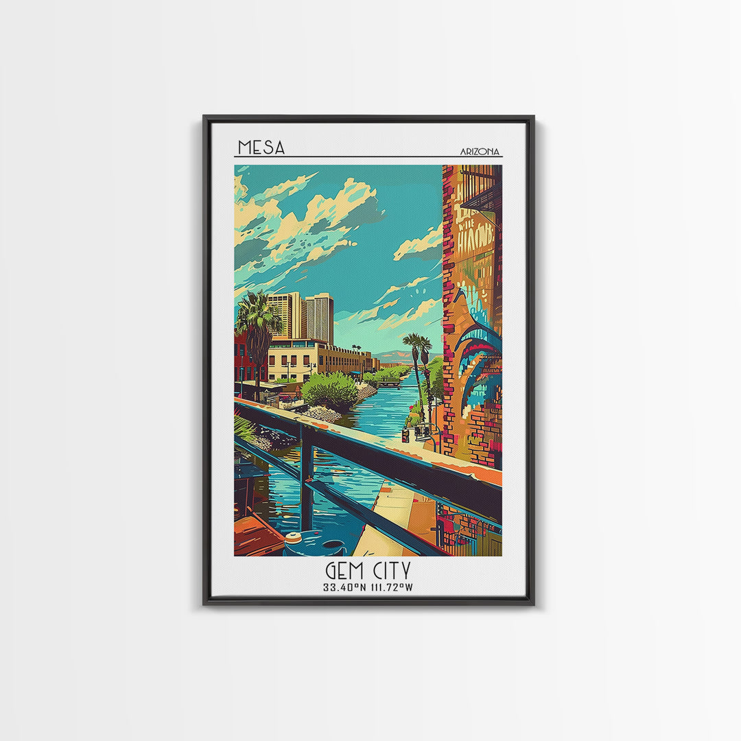 Mesa Travel Poster, Framed Canvas Print, Vintage Travel Print, City Wall Art, Fine Art Print, Minimalist Poster, Retro Travel Poster