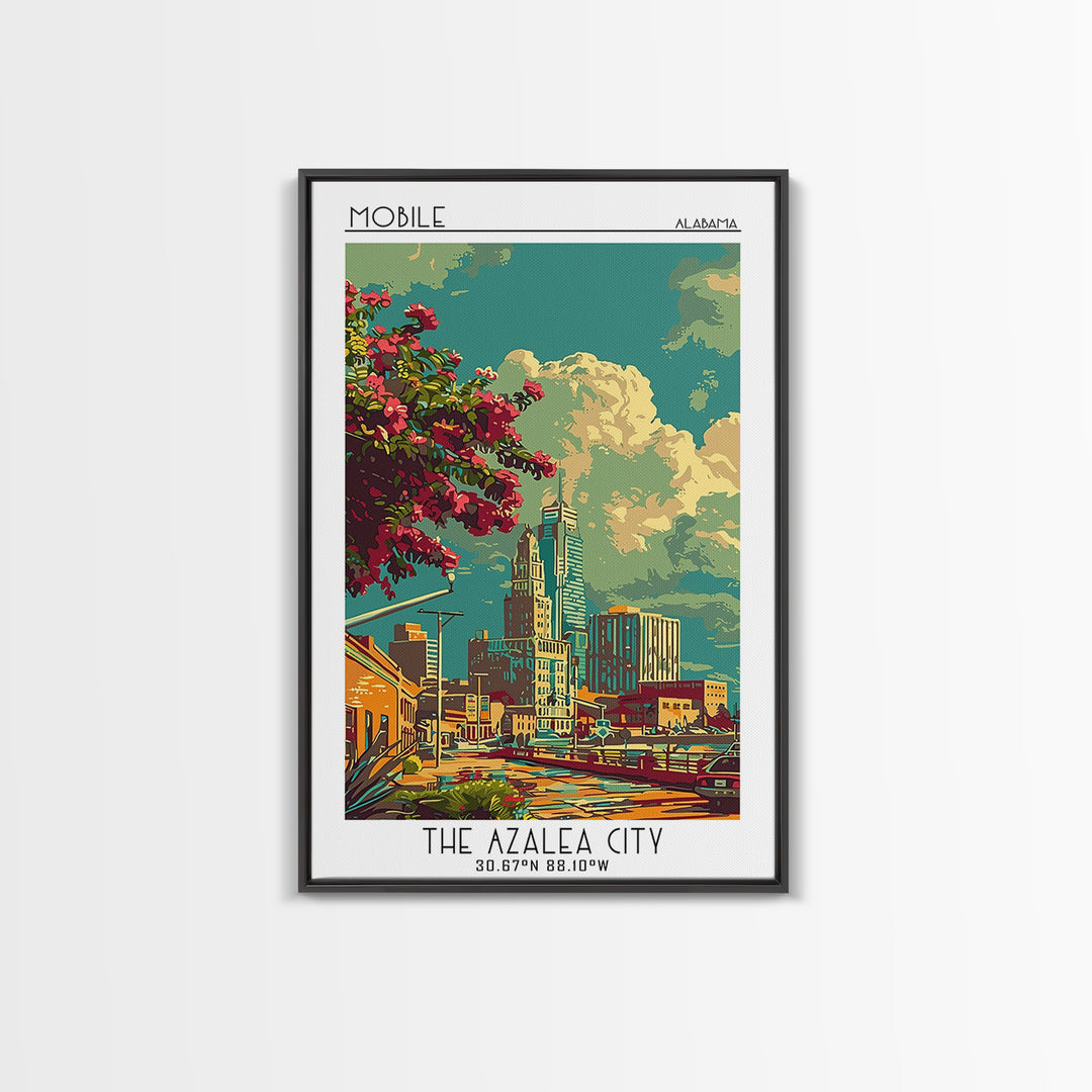 Mobile Travel Poster, Canvas Print, Travel Art Print, Modern Wall Decor, Art Print, Travel Prints, Colorful Wall Art, City Art Print
