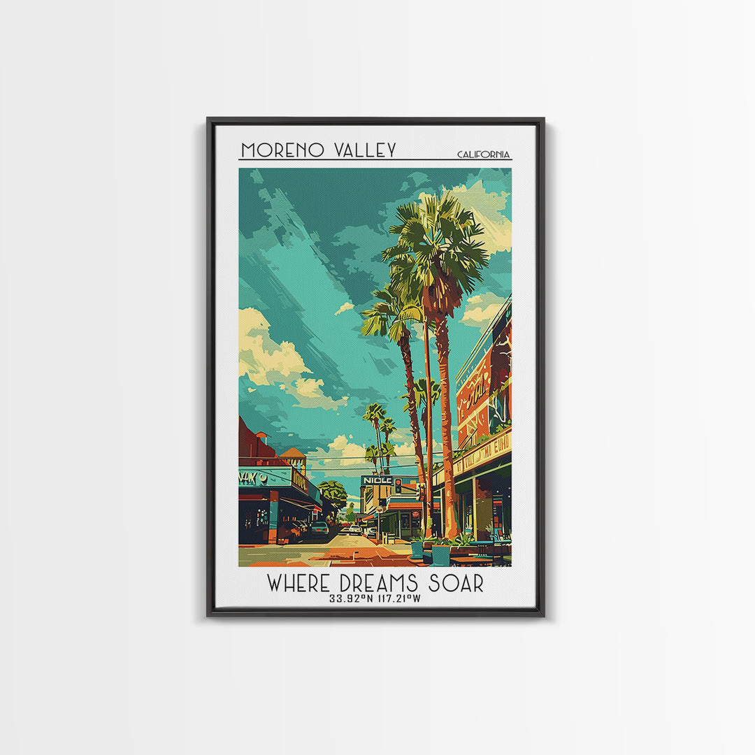 Moreno Valley Travel Poster, Canvas Print, Travel Wall Decor, Minimalist Poster, Modern Wall Decor, Home Office Decor, City Wall Art