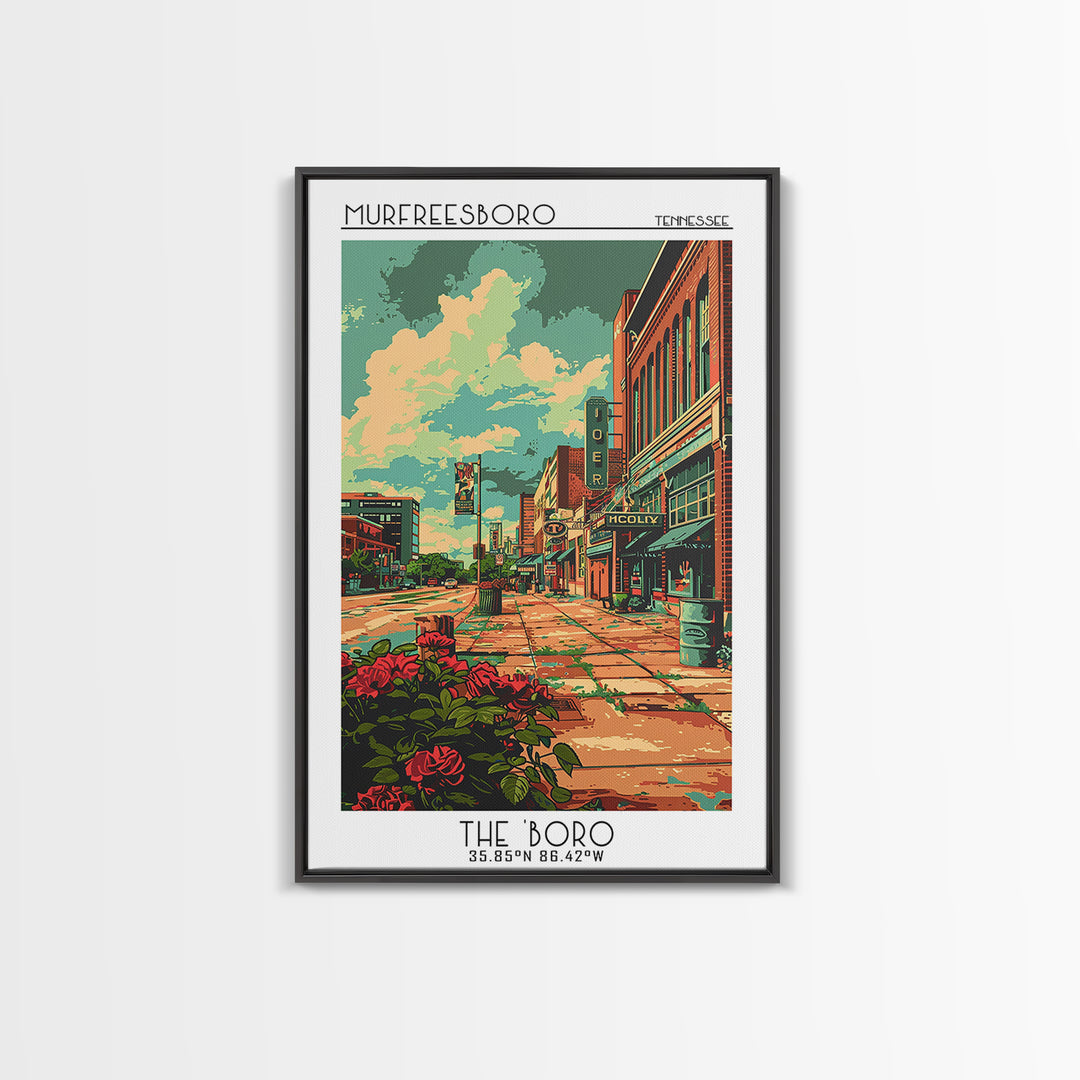 Murfreesboro Travel Poster, Framed Canvas Print, City Travel Poster, Travel Wall Art, City Illustration, Gallery Wall Set, Art Print
