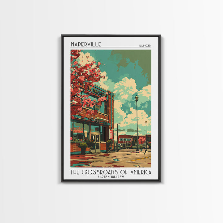 Naperville Travel Poster, Canvas Print, Retro Travel Poster, City Wall Art, City Art Print, Retro Travel Print, Living Room Wall Art