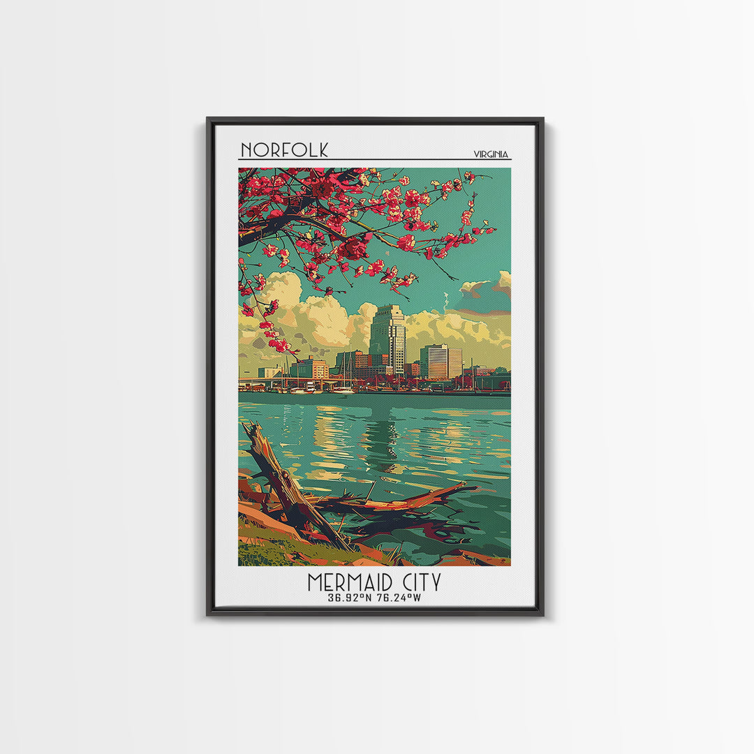 Norfolk Travel Poster, Framed Canvas Print, City Travel Poster, Travel Wall Art, Living Room Wall Art, Home Office Decor, Poster Art