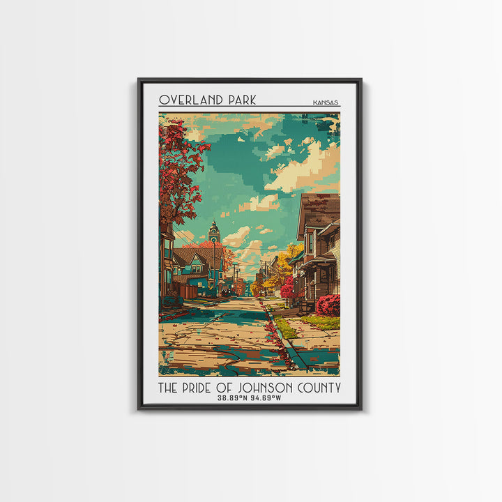 Overland Park Travel Poster, Framed Canvas Print, Vintage Travel Print, City Wall Art, Travel Posters, Travel Prints, City Art Print
