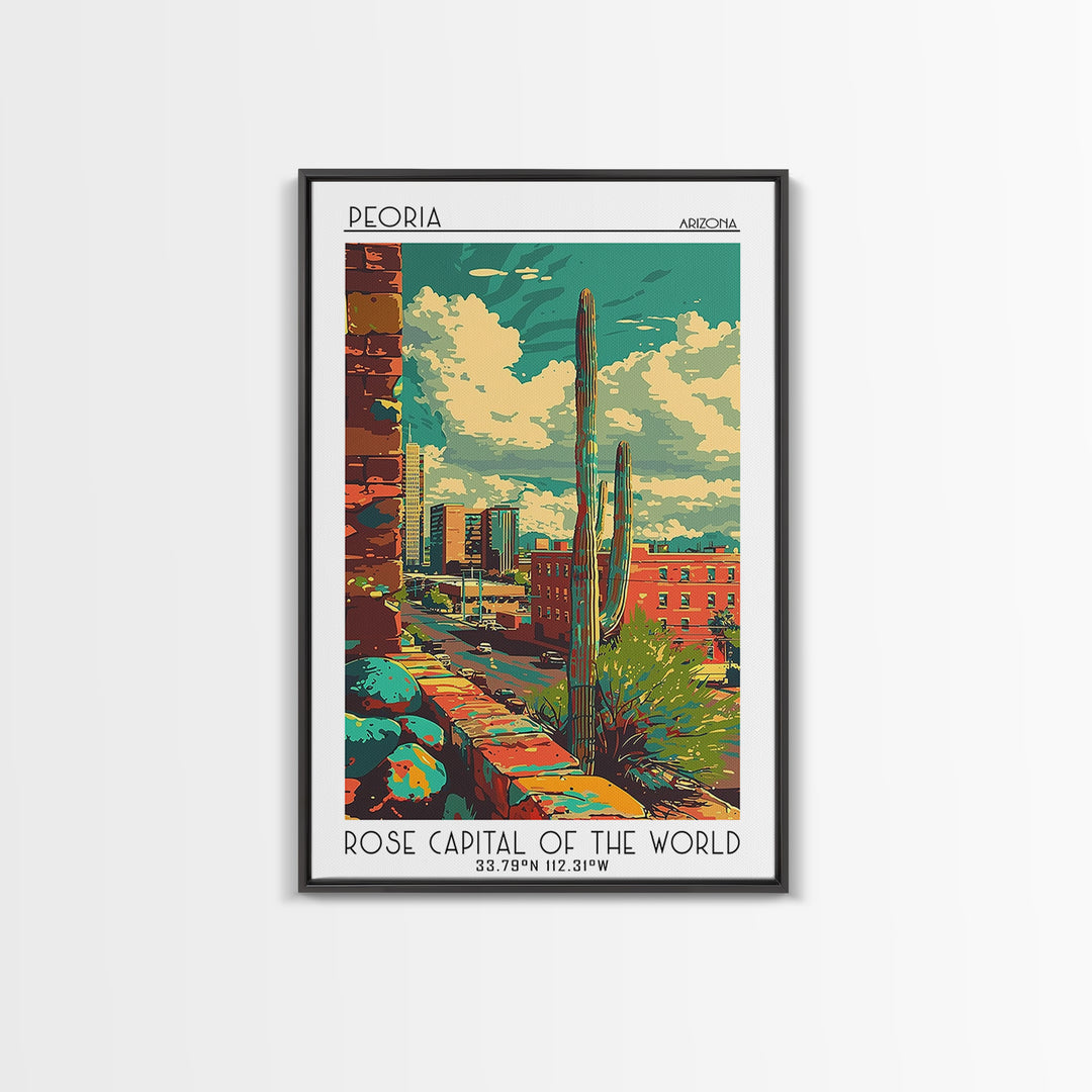Peoria Travel Poster, Canvas Print, City Travel Poster, Travel Wall Decor, Travel Art Print, Living Room Wall Art, Home Office Decor