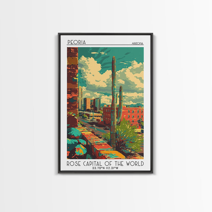 Peoria Travel Poster, Canvas Print, City Travel Poster, Travel Wall Decor, Travel Art Print, Living Room Wall Art, Home Office Decor