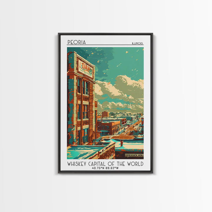 Peoria Illinois Travel Poster, Canvas Print, City Travel Poster, Travel Wall Decor, Retro Travel Poster, Gallery Wall Set, Art Print