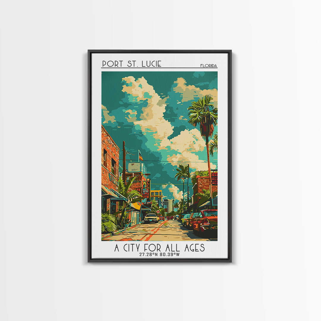Port St Lucie Travel Poster, Canvas Print, Travel Wall Decor, Minimalist Poster, Living Room Wall Art, Retro Wall Art, City Wall Art