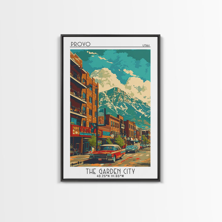 Provo Travel Poster, Canvas Print, Retro Wall Art, Travel Print, Mid Century Wall Art, Art Print, City Art Print, City Travel Poster